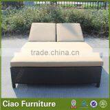 Outdoor Pool Rattan Double Red Sun Lounger Furniture thumbnail-2