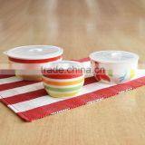 3pcs Stoneware Bowl Set With Lid With Handpainting thumbnail-1