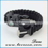 Black Color Custom Logo Survival Kit Outdoor Paracord Bracelet Survival With Compass Whistle thumbnail-4