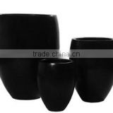 Black Polystone planter, durable fiberstone outdoor pots, lighweight fiberglass