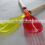 Colorful Plastic Salad Spoon and Fork W/wooden Handle thumbnail-1