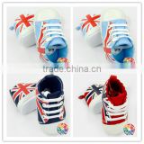 2015 Wholesale Toddler Baby Boy Girl Union Jack Printed Soft Baby Shoes Lovely Cheap Prewalker Baby Shoe Size 0-12