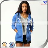 Plain blue color good price fahion lady hoody jacket
