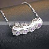 925 Sterling Silver Zircon Bend Pendant Necklace thumbnail-3