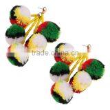 Bohemian Multicolor Pompon Dangle Earrings for Women Jewelry thumbnail-3