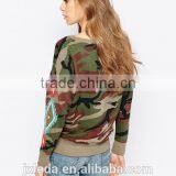 100% Cotton Embroidered Sleeve Camo Sweatshirts for Ladies thumbnail-4