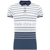 MGOO 100% Cotton Pique White Woven Stripe Polo Blue Tie Dye Color Short Sleeves Custom Polo thumbnail-1