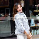 Elegant Womens Winter Real Rabbit Fur Overcoat Genuine Rex Rabbit Fur Hooded Coat Graceful Solid Rex Rabbit Parka thumbnail-3