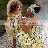 2017 Summer Boutique Mommy and me Clothing Sleeveless Lemon Printing Mother Daughter Matching Dress thumbnail-1