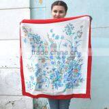 SSS83 Vintage Silk Scarf, Floral Print, 70s Flower Silk Scarf, Vintage Designer Scarf, , Large French Scarf thumbnail-4