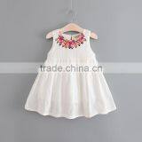 High Quality Pure Color no Sleeve Cotton Baby Girls Dress thumbnail-3