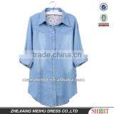 Fashionable European&American Style 100%Cotton Light Bule Denim/Retro Shirt for Women/Ladies S,M,L,XL,XXL thumbnail-1