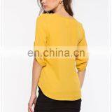 New Style Rounded Back Hem Women Daily Smart Casual Wear Blouse thumbnail-3