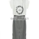 Classic Black White Stripes Round Neck Knitting Preppy Style Maxi Dress thumbnail-1