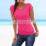 China Supplier Womens Short Sleeve T-Shirt Ladies Casual Loose Plain Tops Blouse thumbnail-2