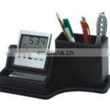 PU Leather Penholder Clock thumbnail-1