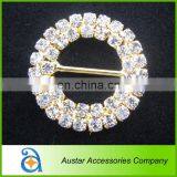 Round 2Rows 28mm Crystal Rhinestone Buckle Ribbon Slider For Wedding Invitation thumbnail-1