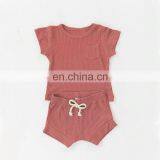 Short Sleeve Baby Sports Pajamas Suits Solid Color Short Pajamas Suits thumbnail-2