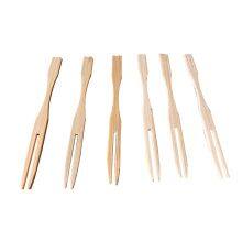 Disposable Bamboo Fork 9cm Small Mini Nature Color Wooden Desert Fruit Party Use thumbnail-5