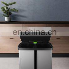 NEW Arrival 2021 Kitchen Recycling Bin 2 Compartments Stainless Steel 60L Trash Can Waste Bins thumbnail-2