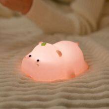 Cute Hippo Lamp Rechargeable Touch Light Silicone Night Light Baby Custom Led Soft Touch Silicone Night Light for Kids thumbnail-2