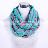 Custom Striped Cotton Knitted Jersey Infinity Scarf thumbnail-5