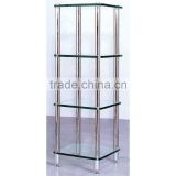 High Quality Tempered Bathroom Holder, Transparent Glass with Stainless Steel Holder