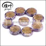 Wholesale Semi-precious Amethyst Stone Engraved Flower of Life Round Palm Stone Quality Choice