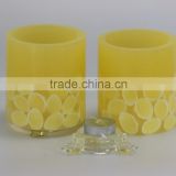 Yellow decoration tealight candle with real shell