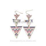 Fashion Jewelry Triangle Shaped Colorful Enamel Decorated Long Earrings for Girls Women thumbnail-1