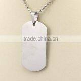 Smooth Plain Dog Tag Pendant Stainless Steel Necklace thumbnail-1