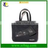 Custom Black Cotton Tote Handbag Bag With Pouch thumbnail-1