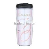 2012 hot-sale double layer plastic promotion mug 350ml