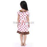 Hot Pink Red Dots With Brown Ruffle Summer Boutique Baby Girl Dress Candy Baby Girl Beautiful Fancy Dress thumbnail-2