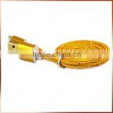Golden Color Micro Flat Braided Cable For Android SmartPhone Textile Fabric Woven Cable thumbnail-2