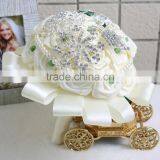 Handmade Custom Satin White Pearl Jeweled Wedding Bouquet ,brooch Bouquet thumbnail-3