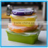 FDA Grade Portable Silicone Foldable Lunch Box,Microwaveable Plastic Storage Containers