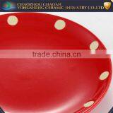 Red and Yellow Ceramic Disposable Plates for Restaurant thumbnail-3