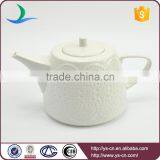 Best Selling Products Elegant Flower Pattern Embossed White Porcelain Tea Pot thumbnail-1