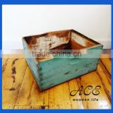 Antique Wood Crate Turquoise Old Paint Dovetailed Box Old Look Feel Crate