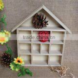 Home Decorative House Shaped Wooden Craft Compartment Shelf Boxes thumbnail-2