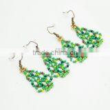 Christmas Jewelry Beaded Earrings Green Earrings Christmas Tree Earrings thumbnail-1