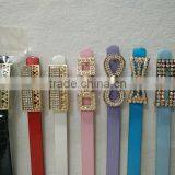 Wholesale Colourful Rhinestone Paved Alloy Buckle Sex Women Lady Thin PU Waist Belt thumbnail-2