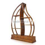 Book Rack Leaf With 3 Drawers Natural Teak Wood Furniture thumbnail-3