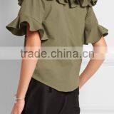 Pictures of Girls Cotton Tops 2016 Neck Design Fashion Crop Top HST3762 thumbnail-2