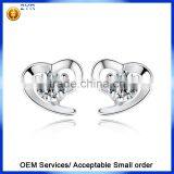 925 Sterling Silver High Polished Plated Heart Earrings thumbnail-3