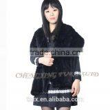 CX-B-M-46C Hot Sale Real Knitted Mink Fur Shawl For Fashion Girls With Factory Price thumbnail-2