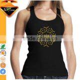 Latest Fashion AKA Afro Girl Rhinestone Transfer Motif On Cotton Black Fabric Tank Top Clothes thumbnail-2
