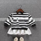 Striped Skirt Autumn New Korean Baby Skirt Spring and Autumn Children Stitching Lotus Leaf Dress thumbnail-2
