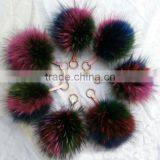 Myfur Natural Dyed Random Unique Colorful Fur Pom Pom Key Chain Bag Accessory thumbnail-6